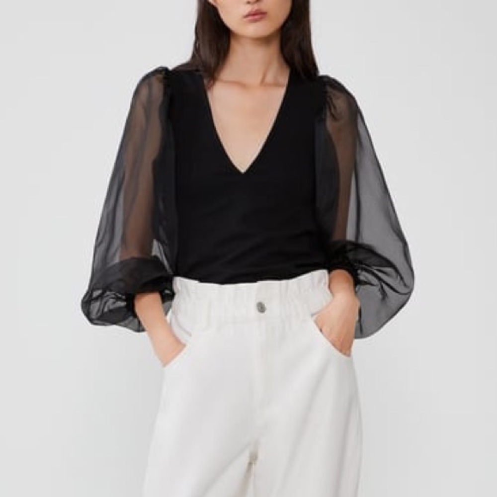 ZARA Organza Puff Sleeve Shirt